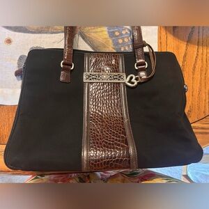 Brighton Nylon Leather Medium Handbag Black/croc  Rare Collection